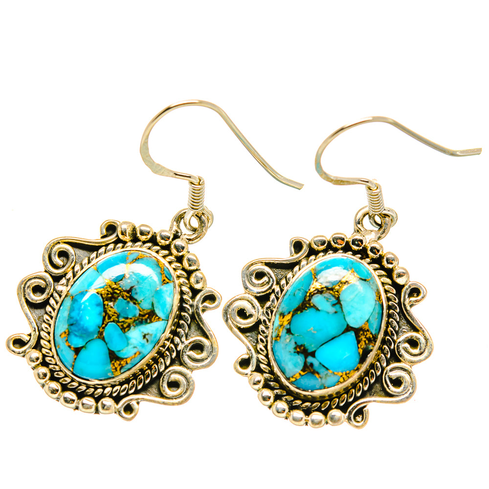 Blue Copper Composite Turquoise Earrings handcrafted by Anasilvercos - EARR418850