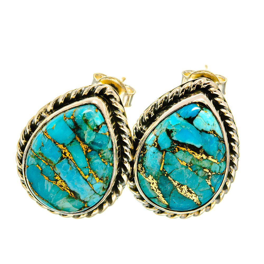 Blue Copper Composite Turquoise Earrings handcrafted by Anasilvercos - EARR418853