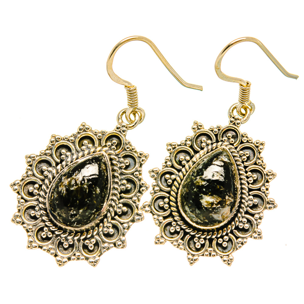 Golden Seraphinite Earrings handcrafted by Anasilvercos - EARR418858