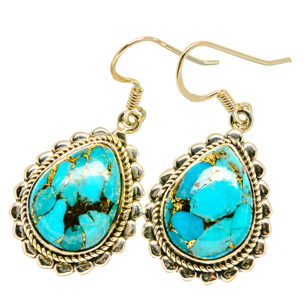 Blue Copper Composite Turquoise Earrings handcrafted by Anasilvercos - EARR418860