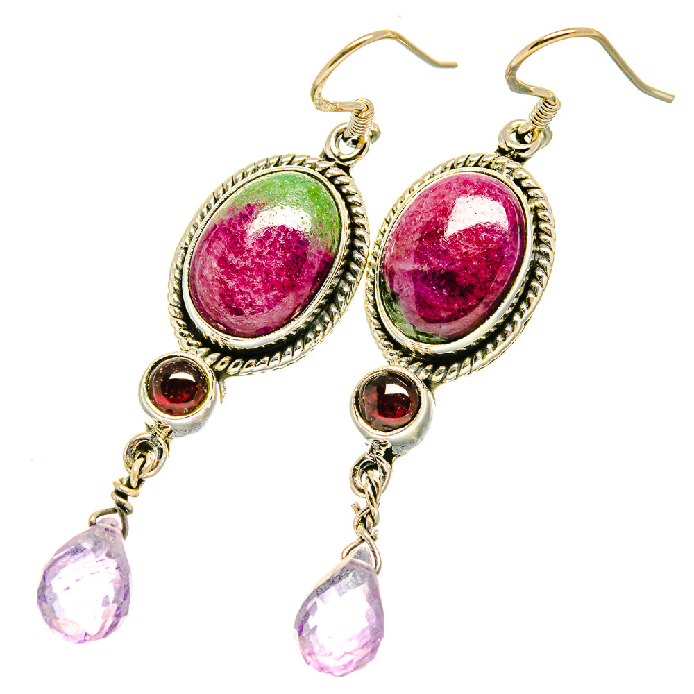 Ruby Zoisite Earrings handcrafted by Anasilvercos - EARR418877
