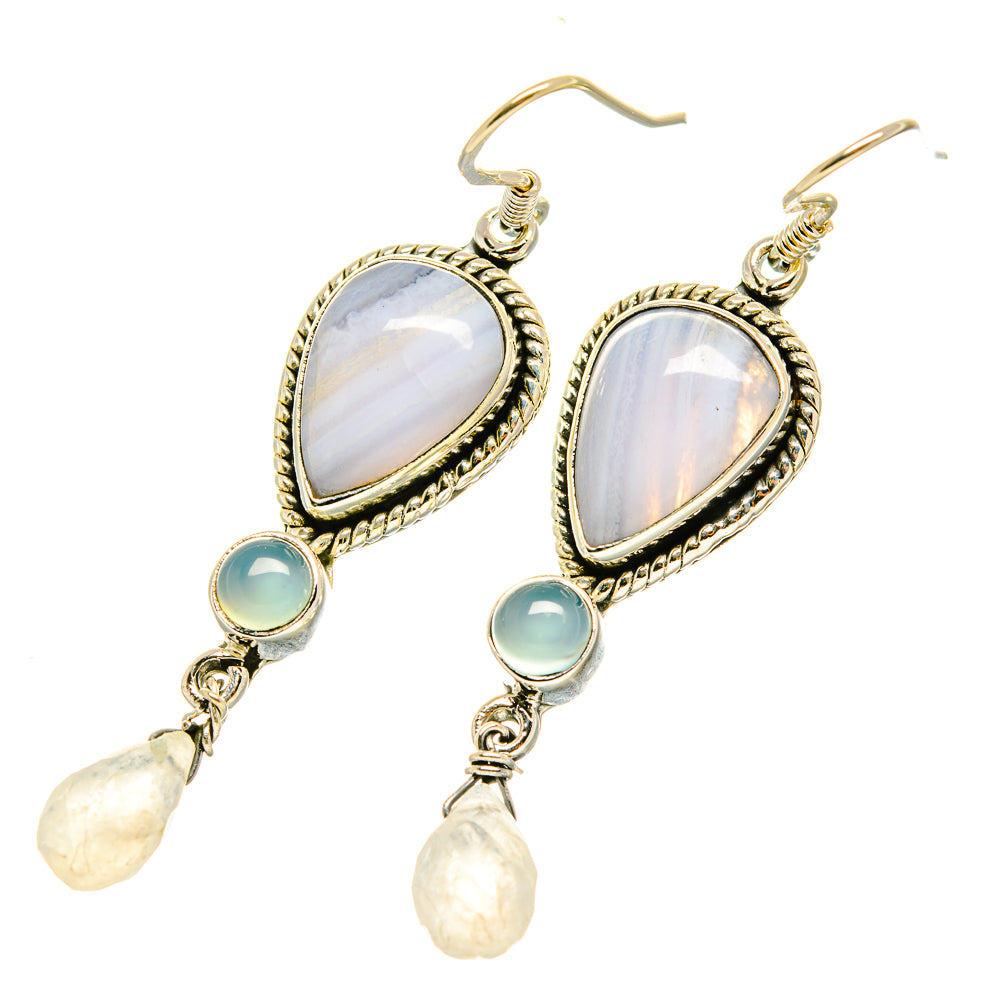 Blue Lace Agate Earrings handcrafted by Anasilvercos - EARR418878