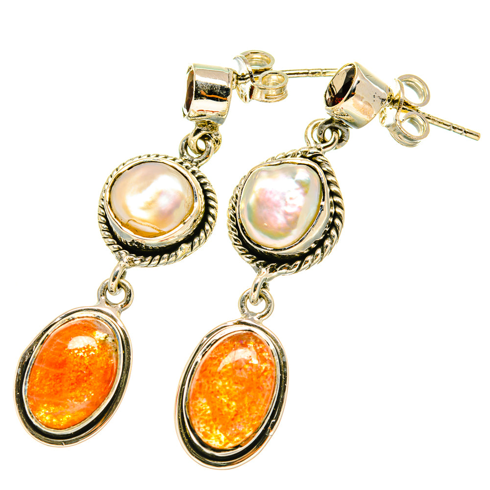 Sunstone Earrings handcrafted by Anasilvercos - EARR418879