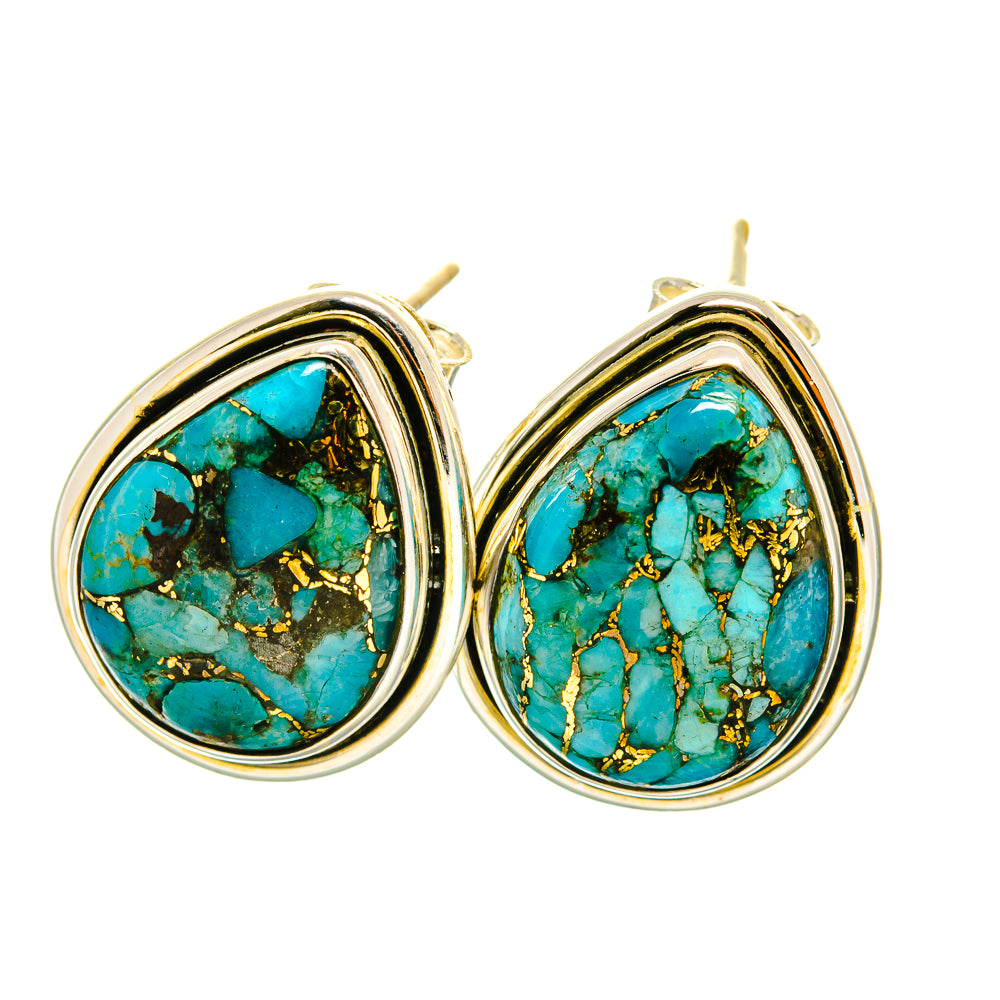 Blue Copper Composite Turquoise Earrings handcrafted by Anasilvercos - EARR418888