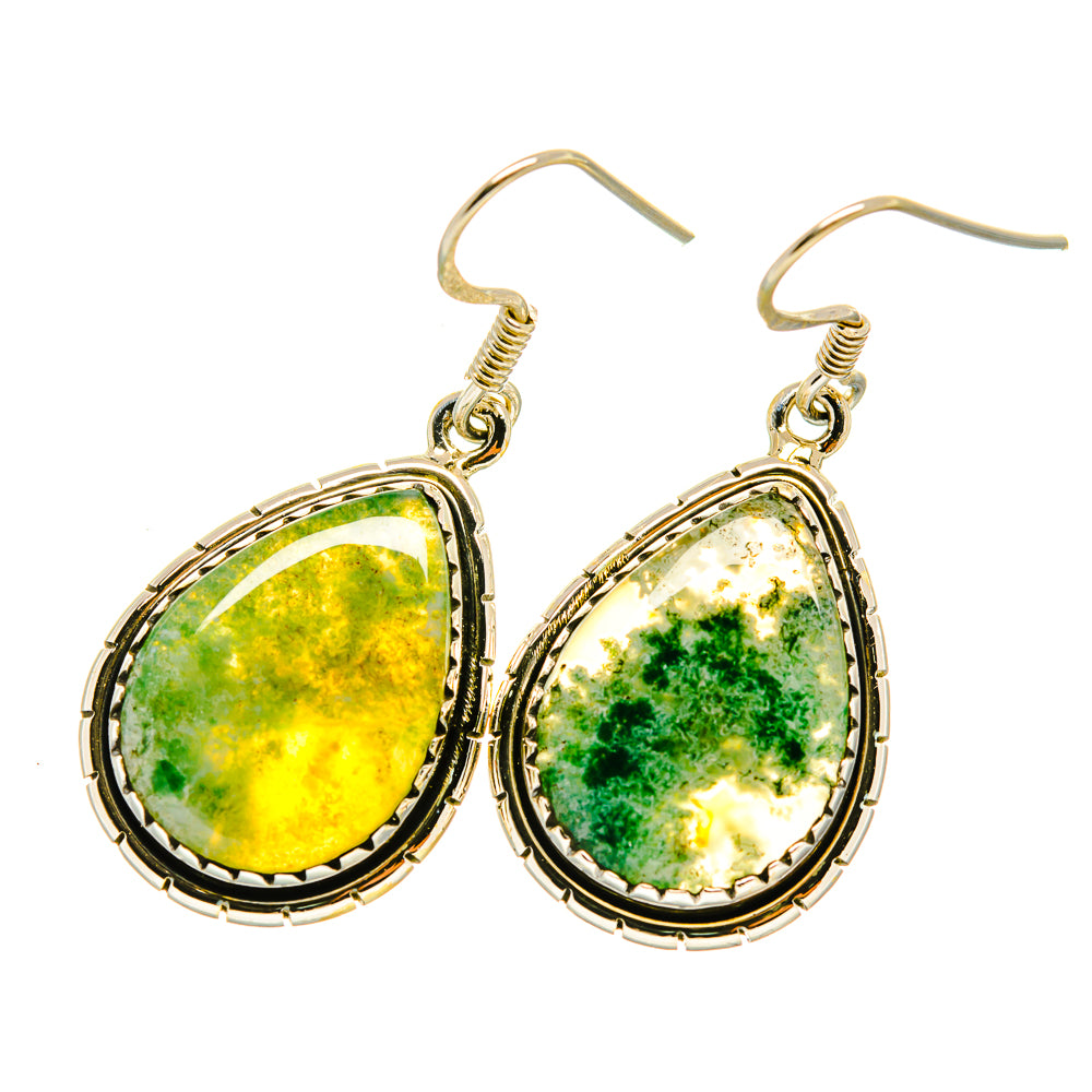 Green Moss Agate Earrings handcrafted by Anasilvercos - EARR418890