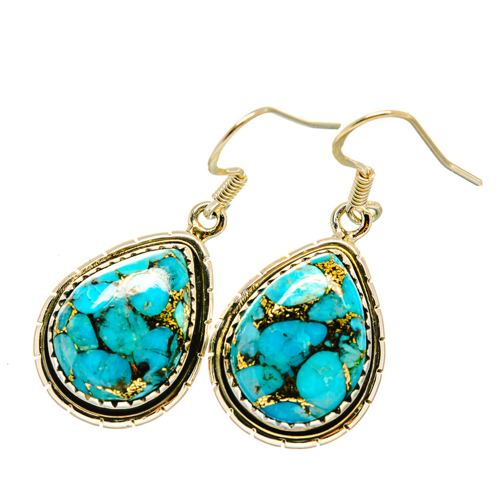 Blue Copper Composite Turquoise Earrings handcrafted by Anasilvercos - EARR418892