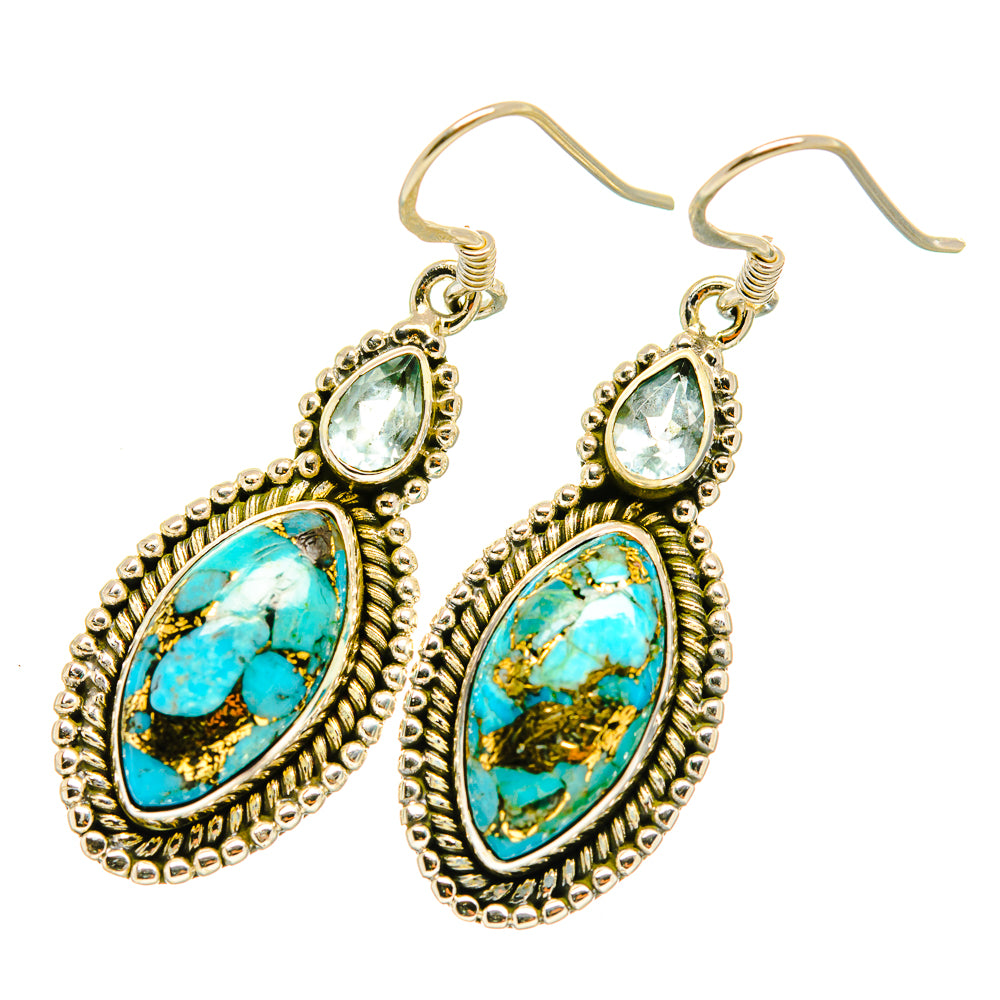 Blue Copper Composite Turquoise Earrings handcrafted by Anasilvercos - EARR418899