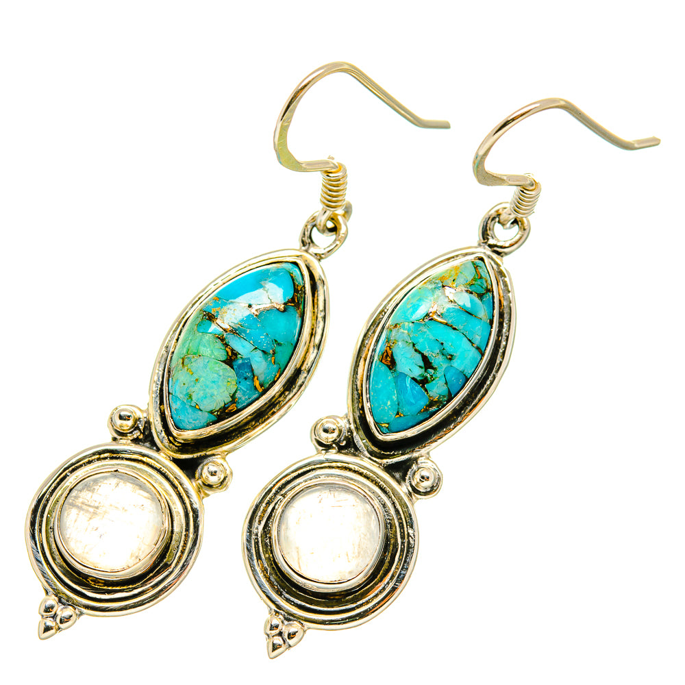 Blue Copper Composite Turquoise Earrings handcrafted by Anasilvercos - EARR418925