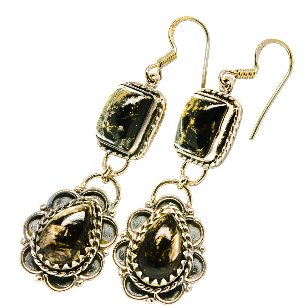 Golden Seraphinite Earrings handcrafted by Anasilvercos - EARR418939