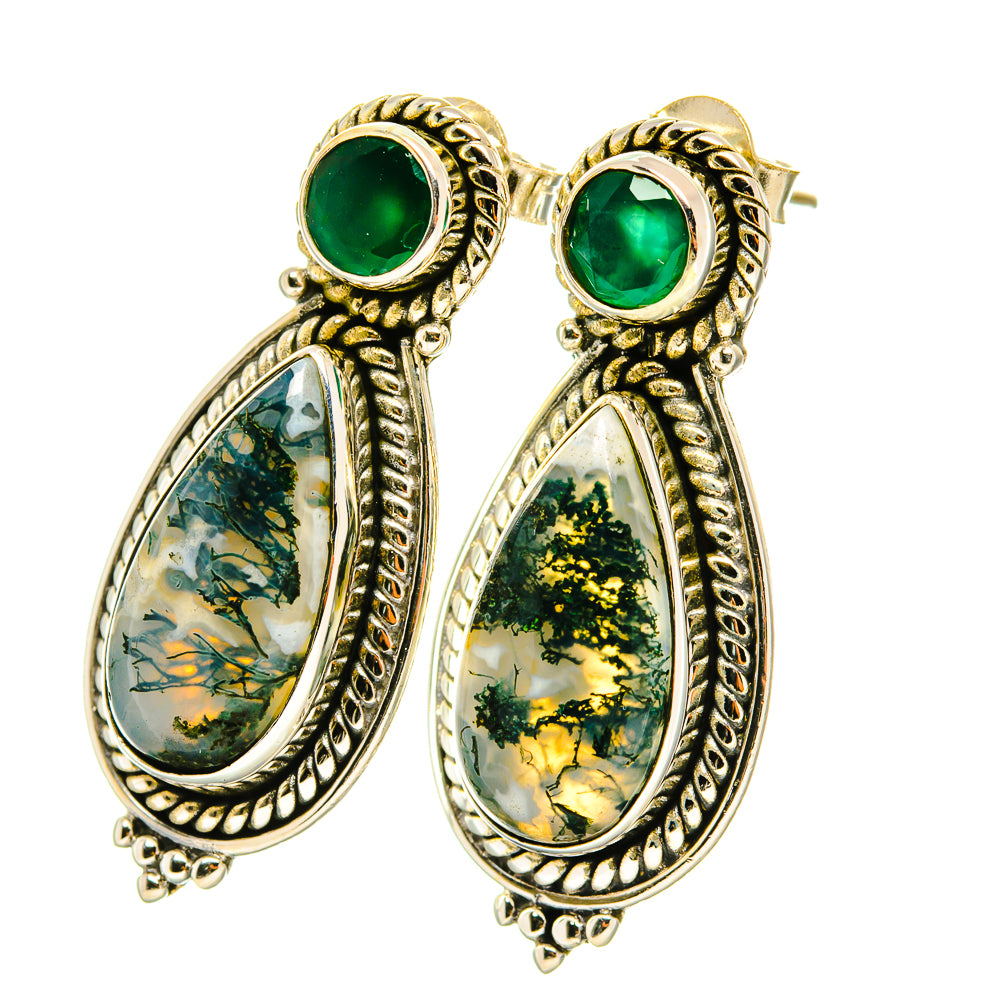 Green Moss Agate Earrings handcrafted by Anasilvercos - EARR418940