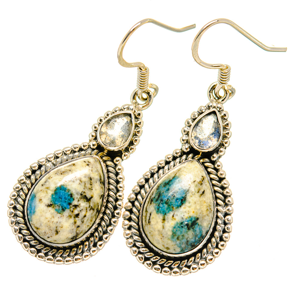 K2 Blue Azurite Earrings handcrafted by Anasilvercos - EARR418951