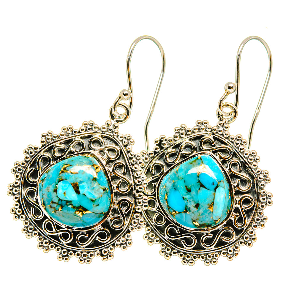 Blue Copper Composite Turquoise Earrings handcrafted by Anasilvercos - EARR418997