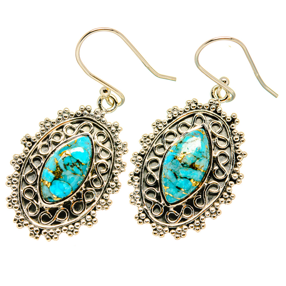 Blue Copper Composite Turquoise Earrings handcrafted by Anasilvercos - EARR419000