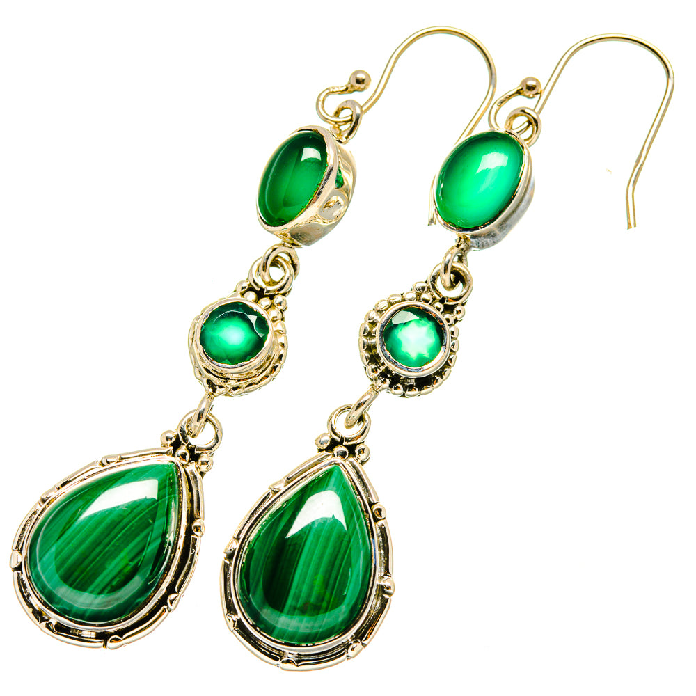 Malachite Earrings handcrafted by Anasilvercos - EARR419017