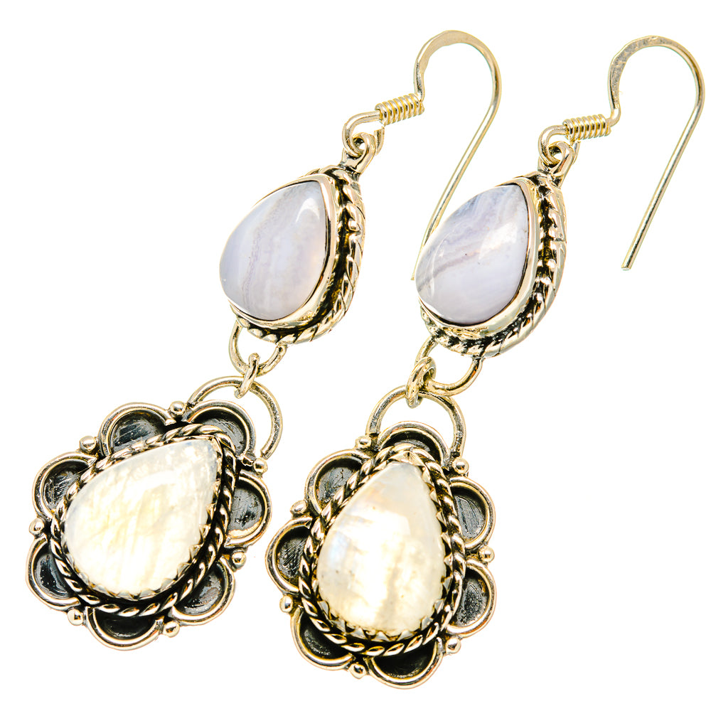Rainbow Moonstone Earrings handcrafted by Anasilvercos - EARR419019