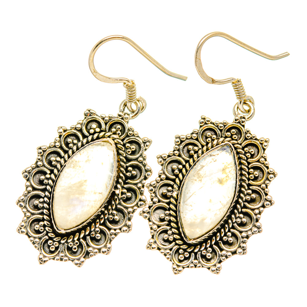 Rainbow Moonstone Earrings handcrafted by Anasilvercos - EARR419048