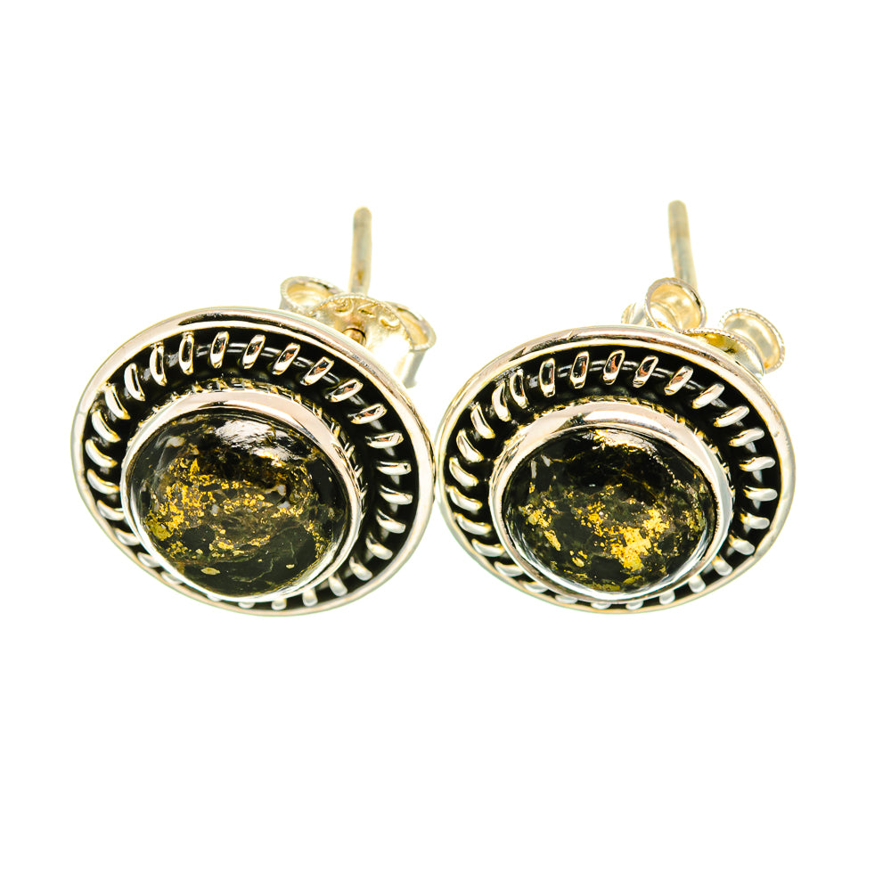 Pyrite In Black Onyx Earrings handcrafted by Anasilvercos - EARR419063