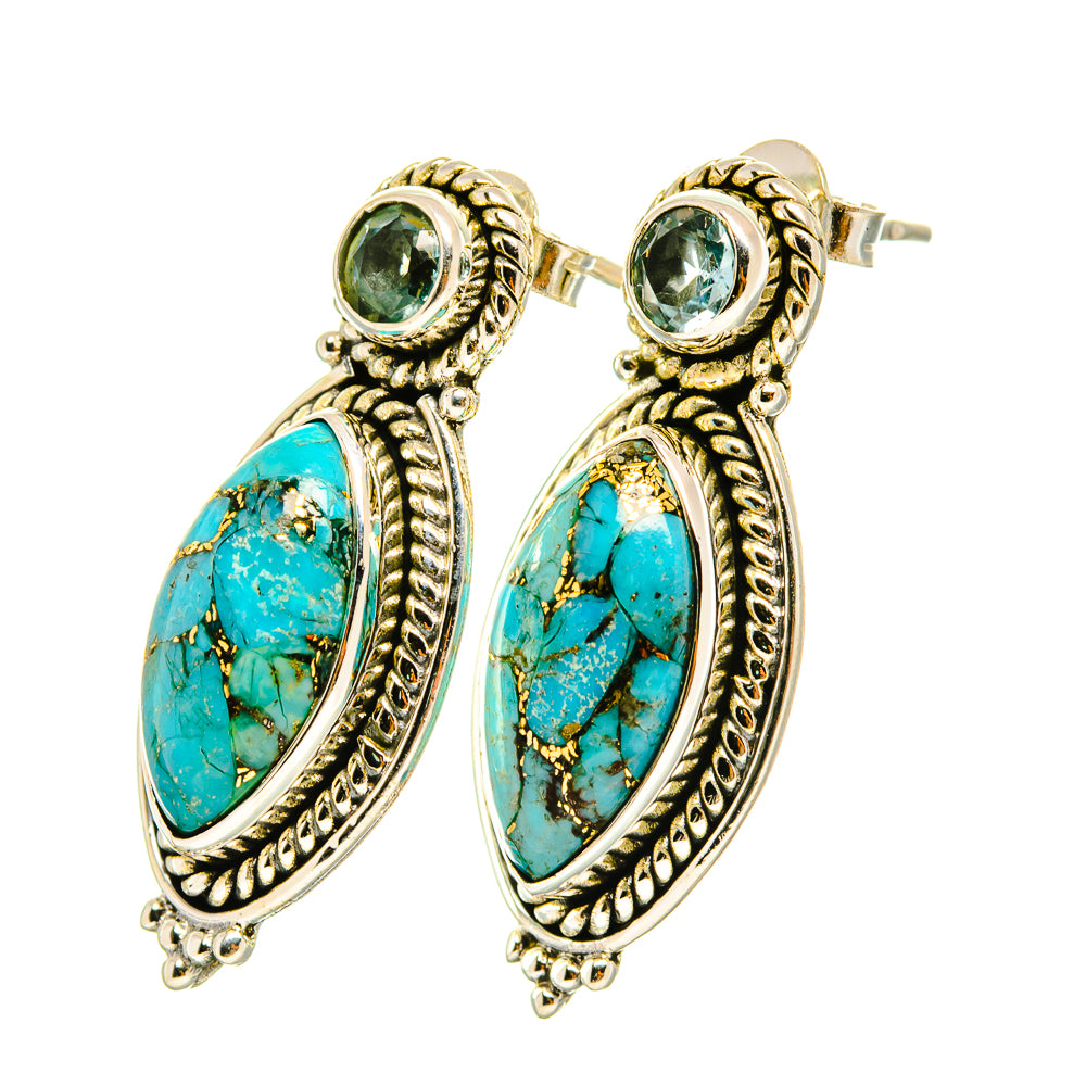 Blue Copper Composite Turquoise Earrings handcrafted by Anasilvercos - EARR419088