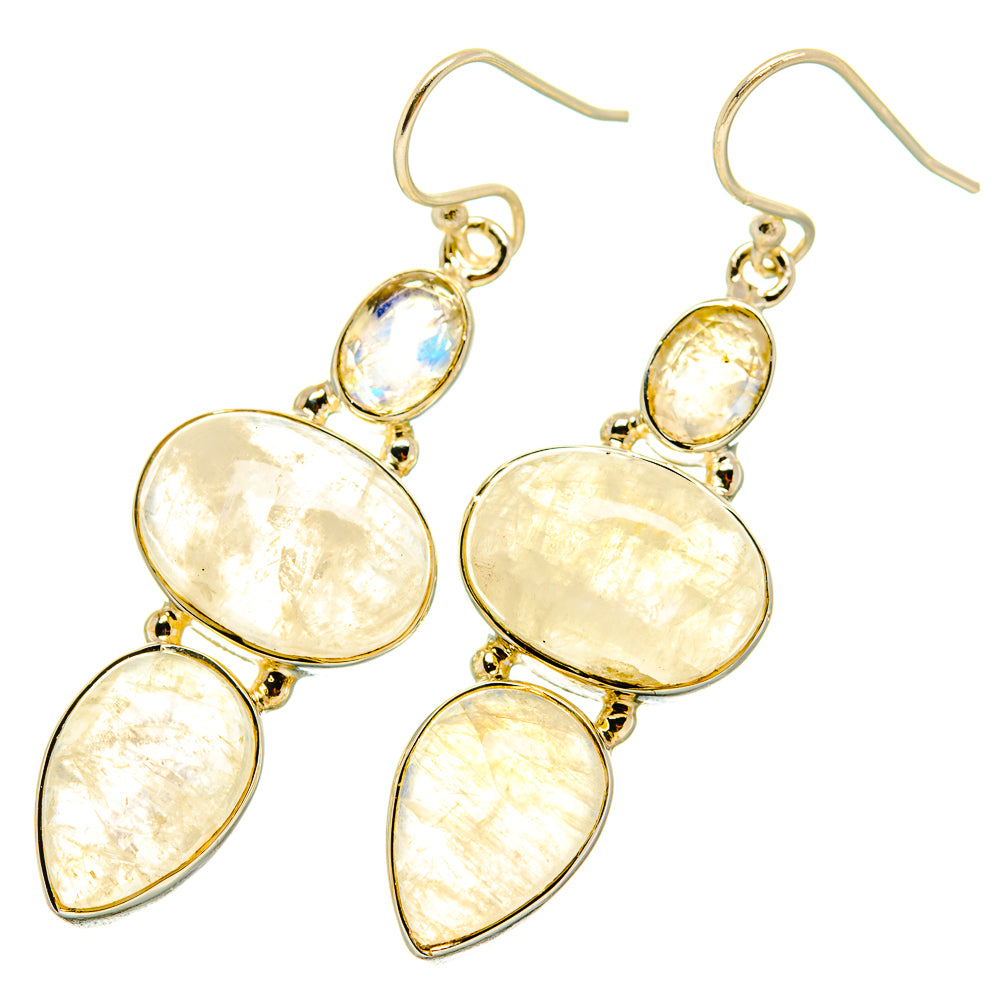 Rainbow Moonstone Earrings handcrafted by Anasilvercos - EARR419091