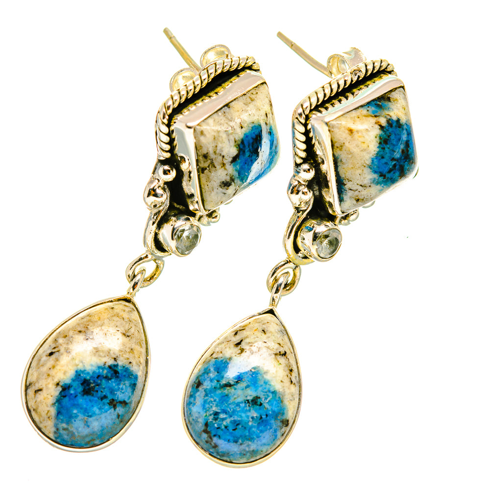 K2 Blue Azurite Earrings handcrafted by Anasilvercos - EARR419094