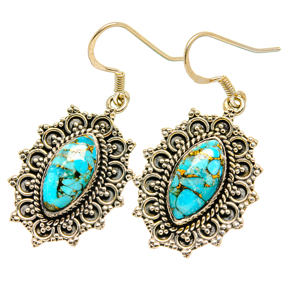 Blue Copper Composite Turquoise Earrings handcrafted by Anasilvercos - EARR419103