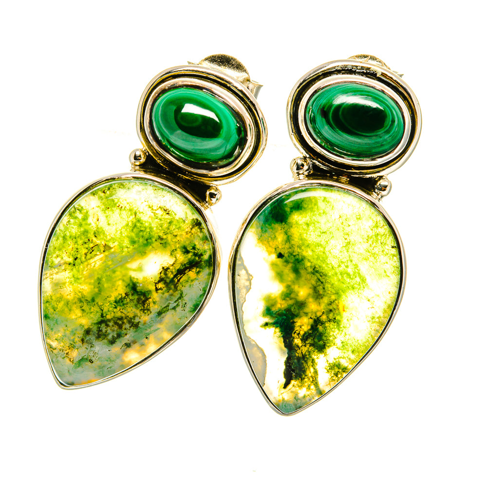 Green Moss Agate Earrings handcrafted by Anasilvercos - EARR419119