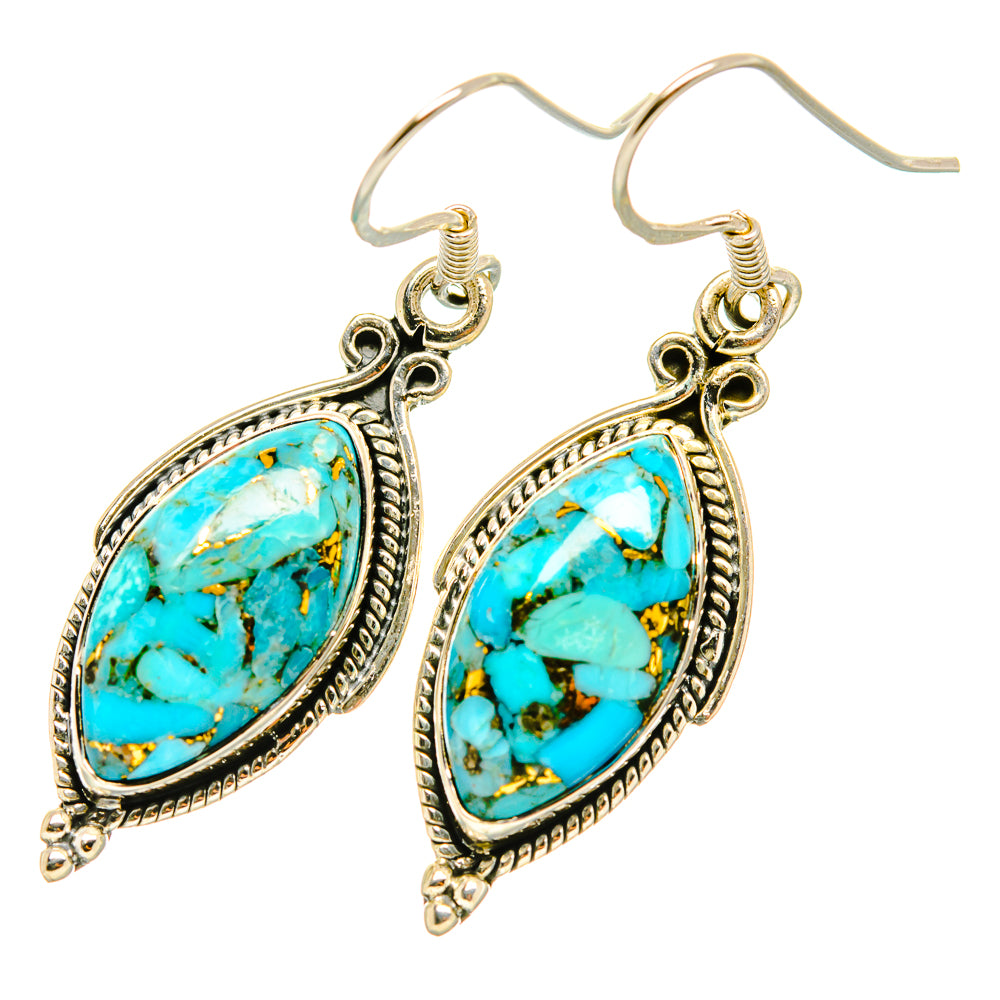 Blue Copper Composite Turquoise Earrings handcrafted by Anasilvercos - EARR419137