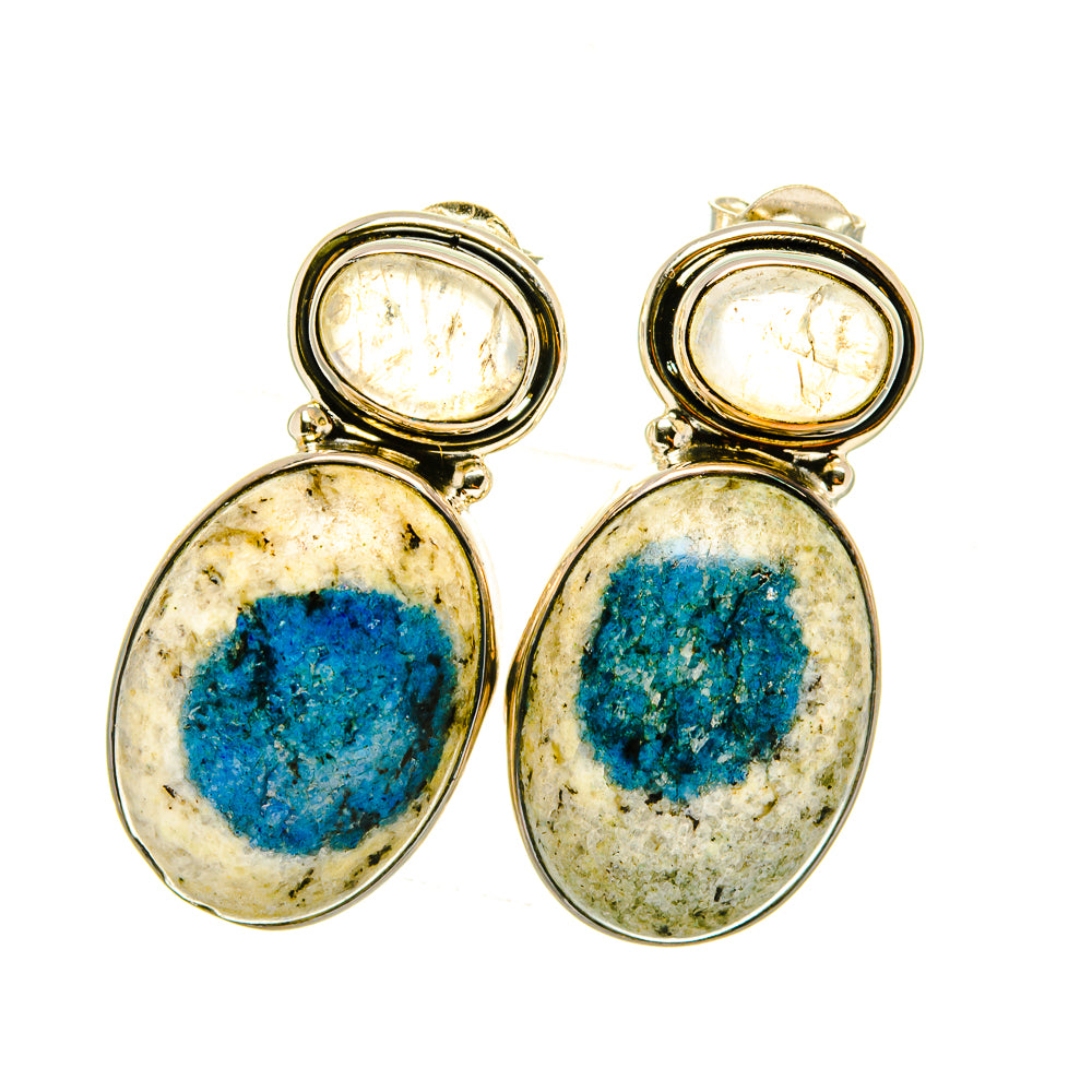 K2 Blue Azurite Earrings handcrafted by Anasilvercos - EARR419151