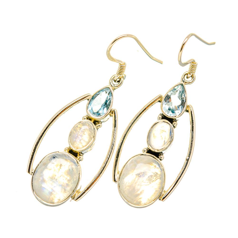 Rainbow Moonstone Earrings handcrafted by Anasilvercos - EARR419157