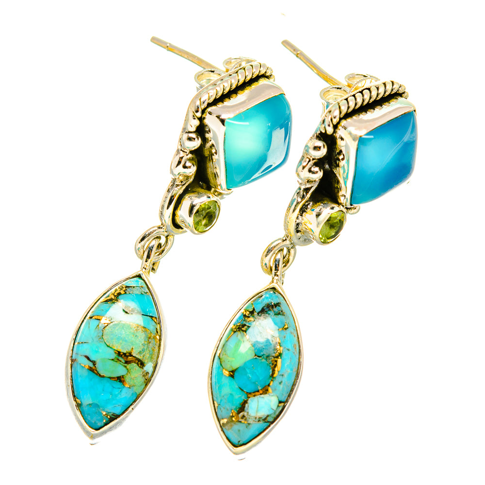 Blue Copper Composite Turquoise Earrings handcrafted by Anasilvercos - EARR419176
