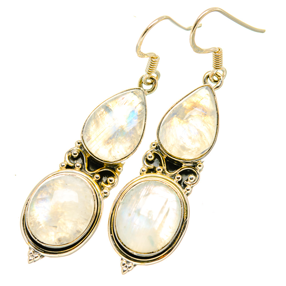 Rainbow Moonstone Earrings handcrafted by Anasilvercos - EARR419211