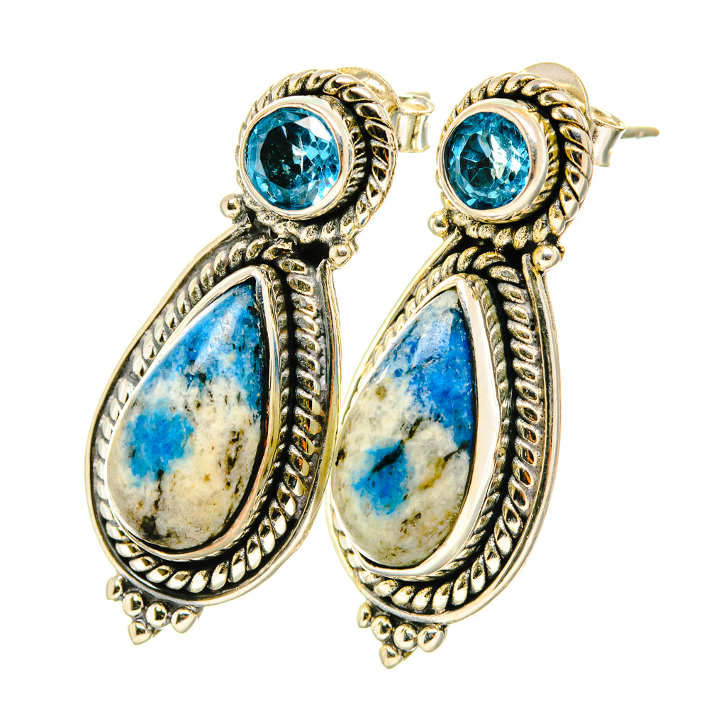 K2 Blue Azurite Earrings handcrafted by Anasilvercos - EARR419214