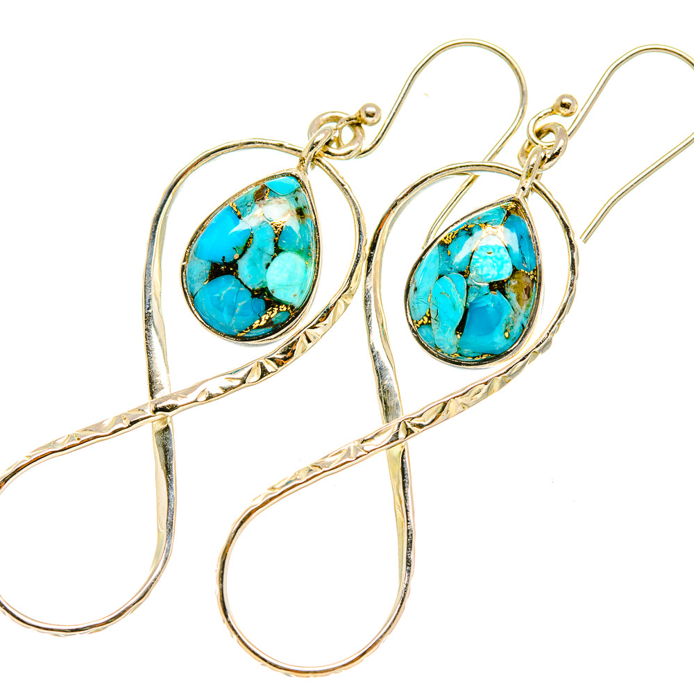 Blue Copper Composite Turquoise Earrings handcrafted by Anasilvercos - EARR419222