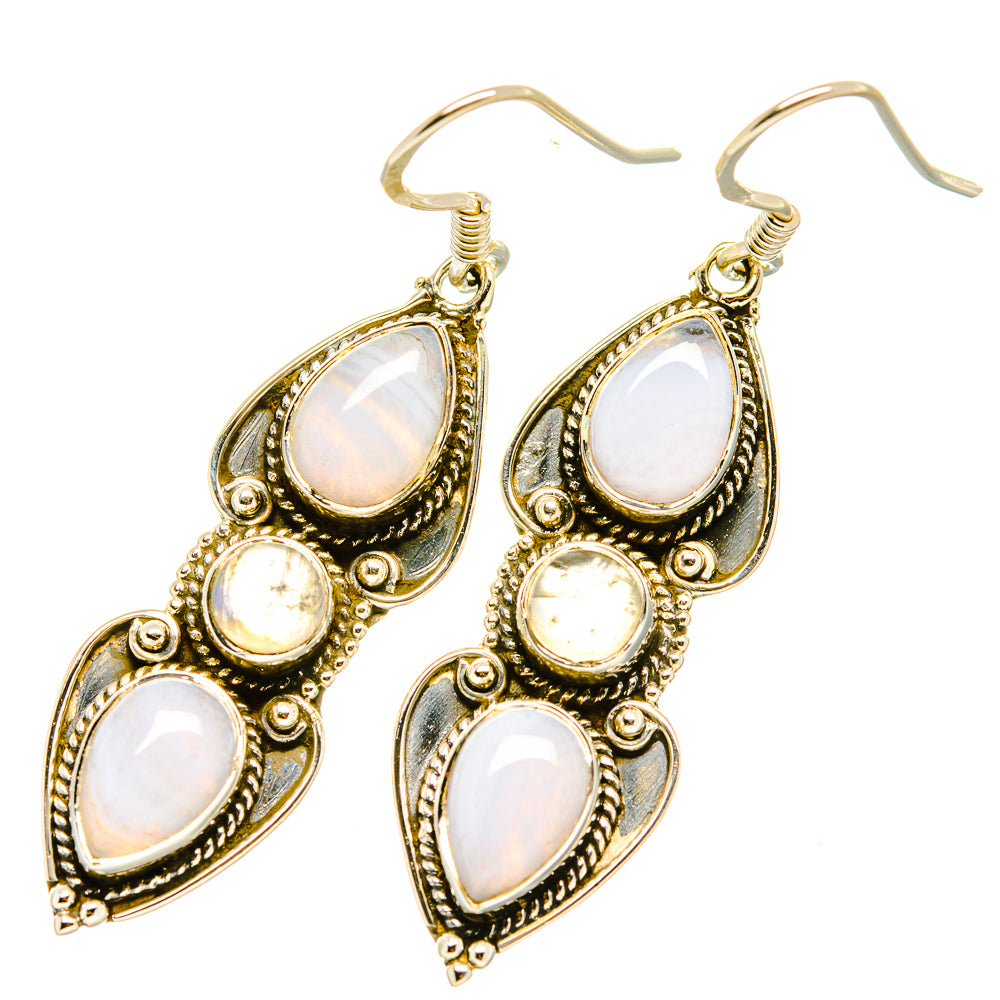 Rainbow Moonstone Earrings handcrafted by Anasilvercos - EARR419232