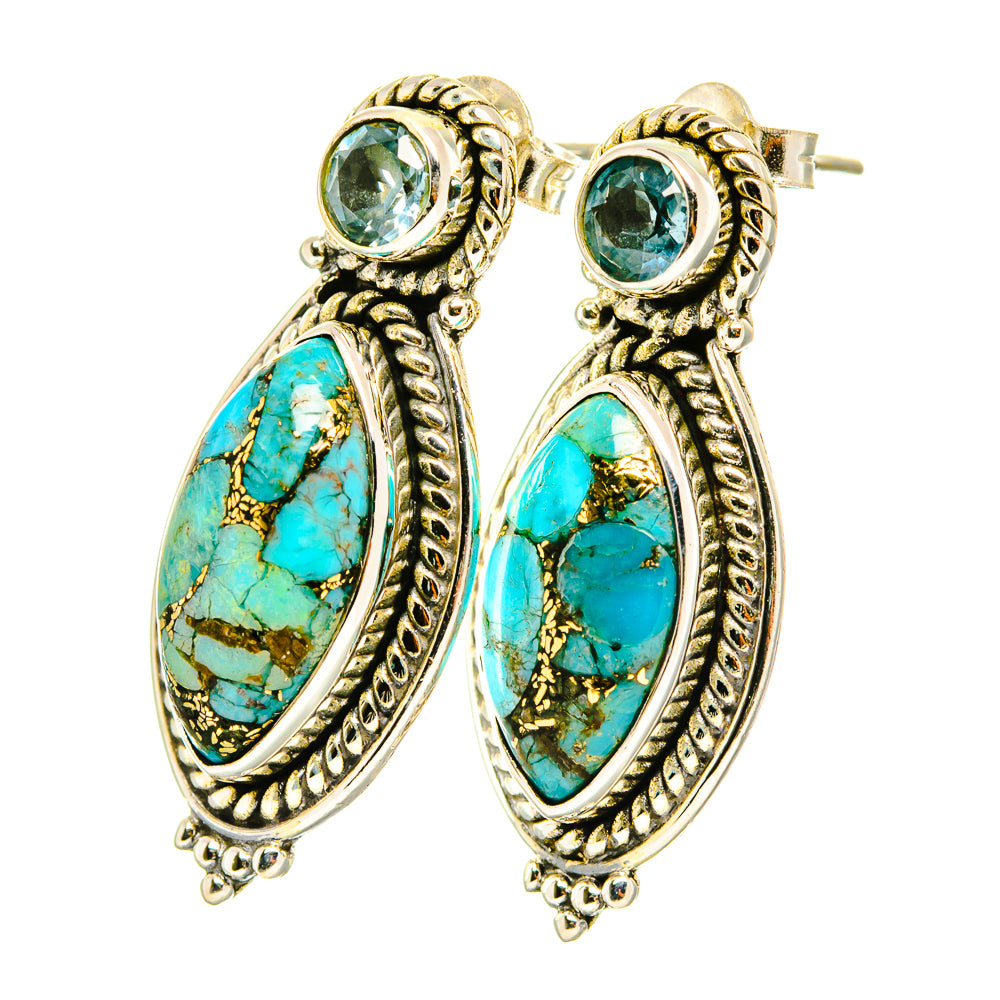 Blue Copper Composite Turquoise Earrings handcrafted by Anasilvercos - EARR419235