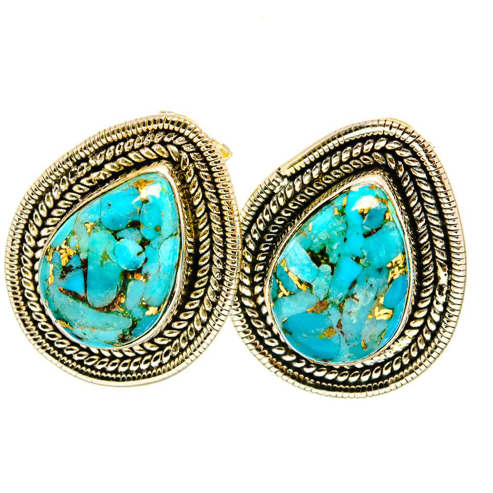 Blue Copper Composite Turquoise Earrings handcrafted by Anasilvercos - EARR419238