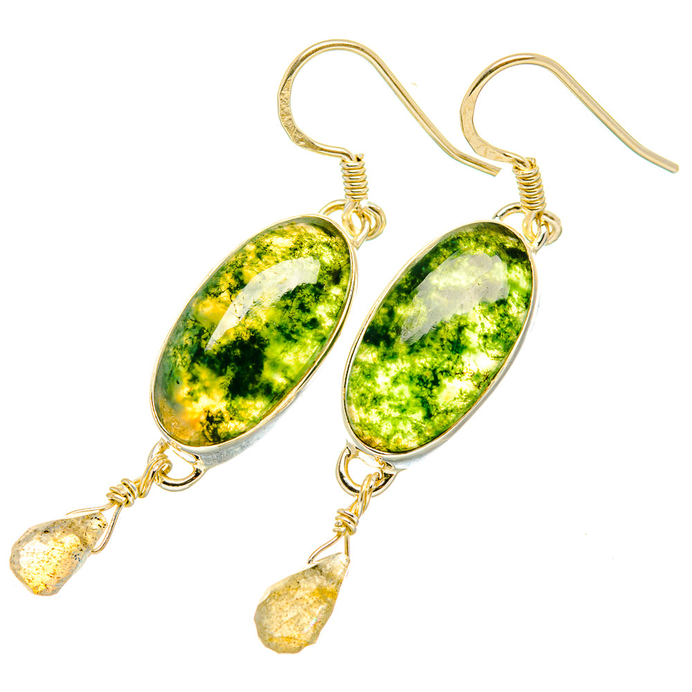 Green Moss Agate Earrings handcrafted by Anasilvercos - EARR419261
