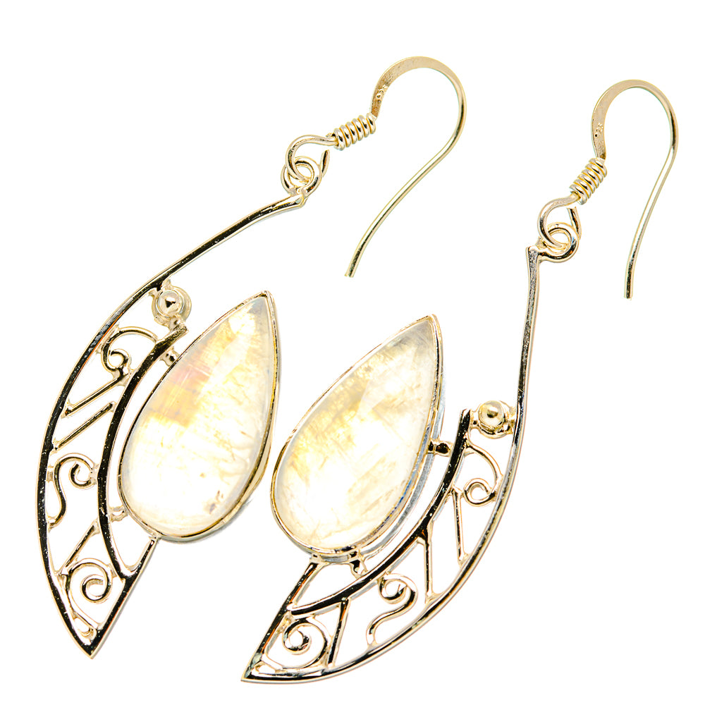 Rainbow Moonstone Earrings handcrafted by Anasilvercos - EARR419274