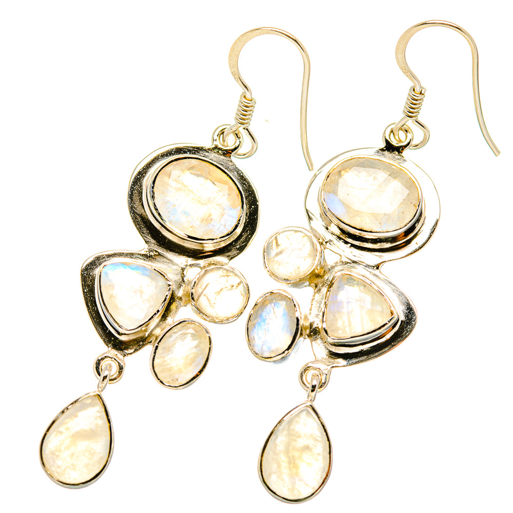 Rainbow Moonstone Earrings handcrafted by Anasilvercos - EARR419276
