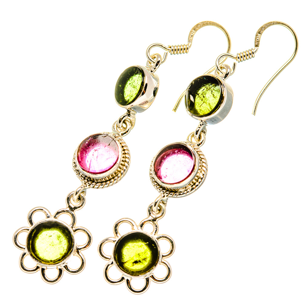 Green Tourmaline, Pink Tourmaline Earrings handcrafted by Anasilvercos - EARR419278