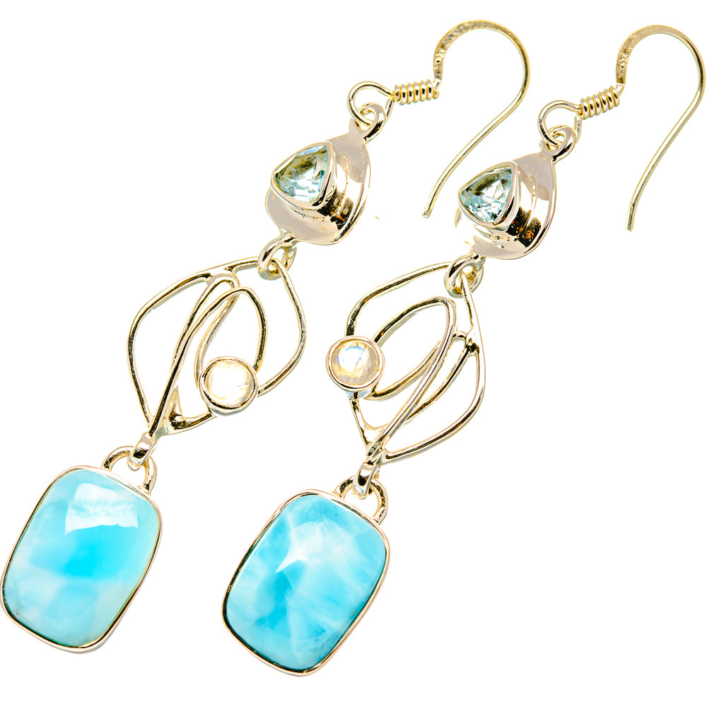 Larimar, Blue Topaz Earrings handcrafted by Anasilvercos - EARR419285