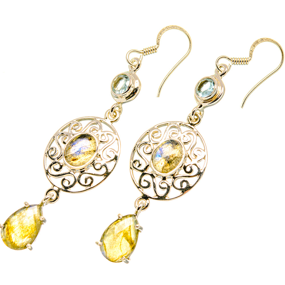 Labradorite, Blue Topaz Earrings handcrafted by Anasilvercos - EARR419288