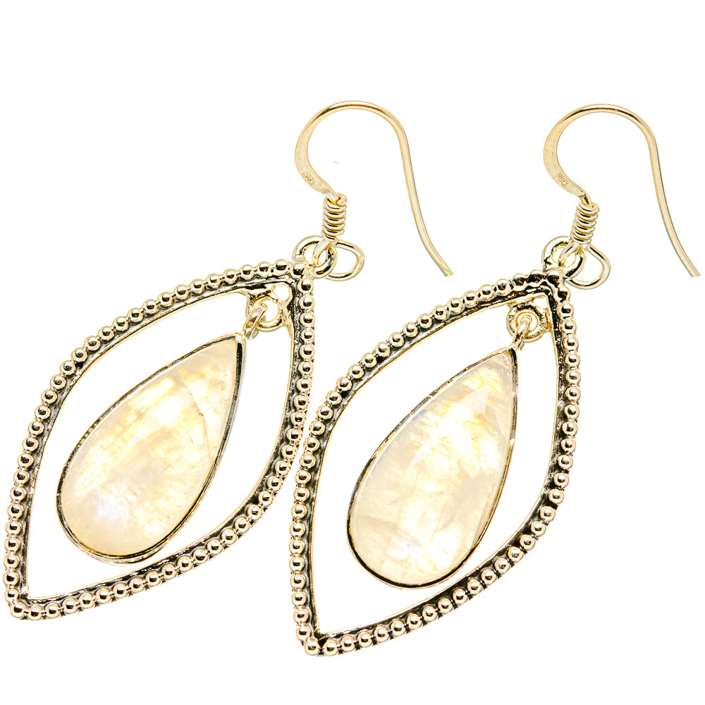 Rainbow Moonstone Earrings handcrafted by Anasilvercos - EARR419293