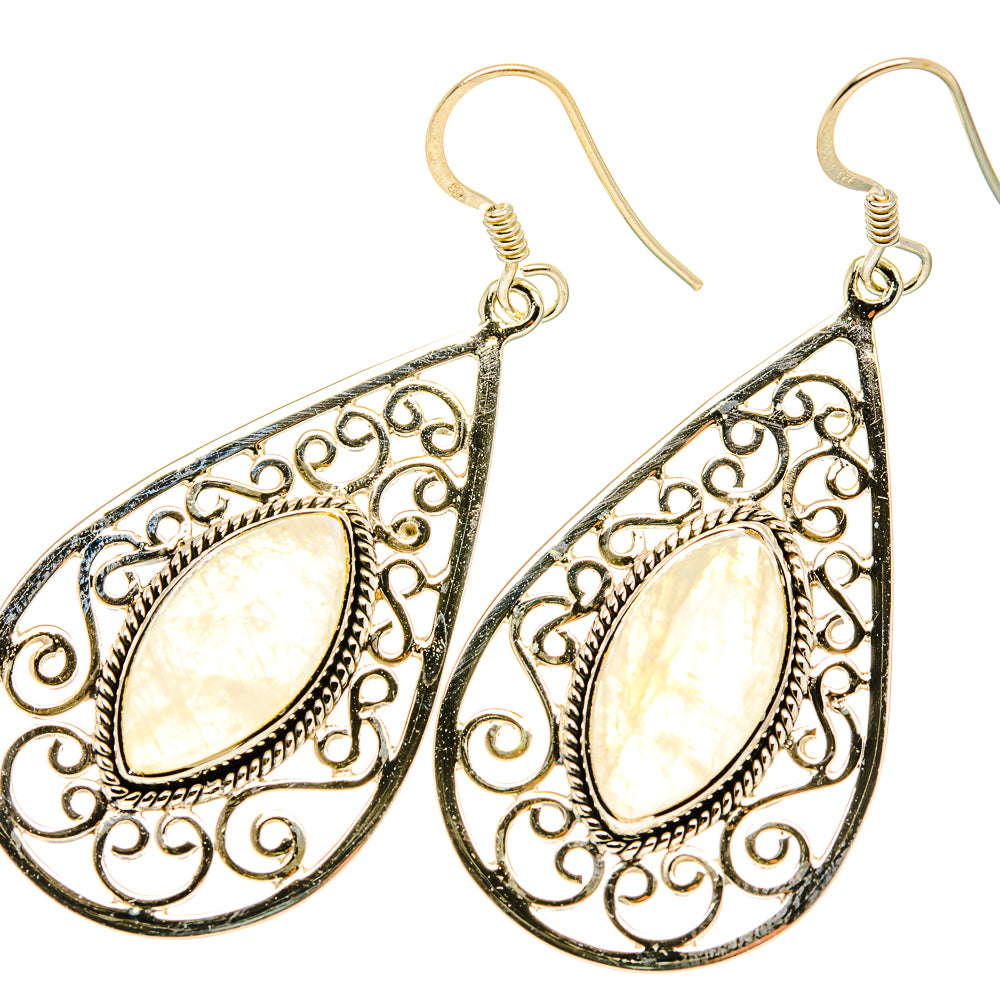 Rainbow Moonstone Earrings handcrafted by Anasilvercos - EARR419295