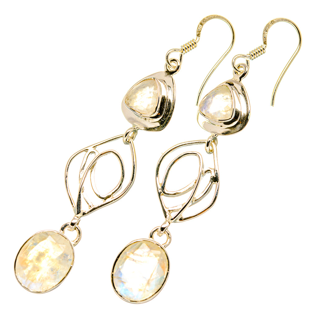 Rainbow Moonstone Earrings handcrafted by Anasilvercos - EARR419298