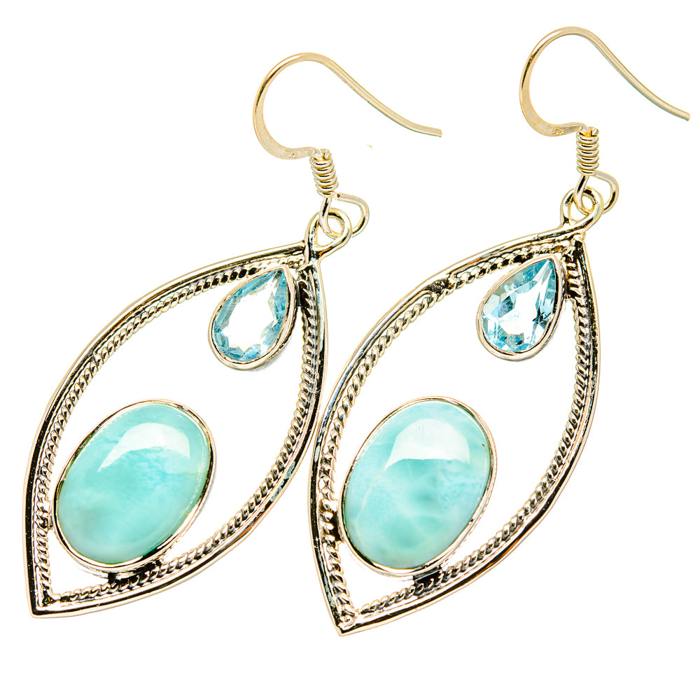 Larimar, Blue Topaz Earrings handcrafted by Anasilvercos - EARR419301