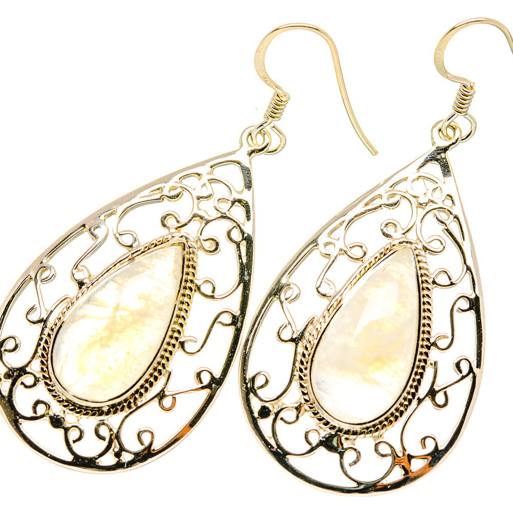 Rainbow Moonstone Earrings handcrafted by Anasilvercos - EARR419304