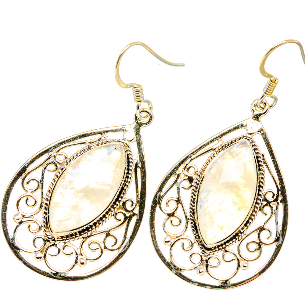 Rainbow Moonstone Earrings handcrafted by Anasilvercos - EARR419306