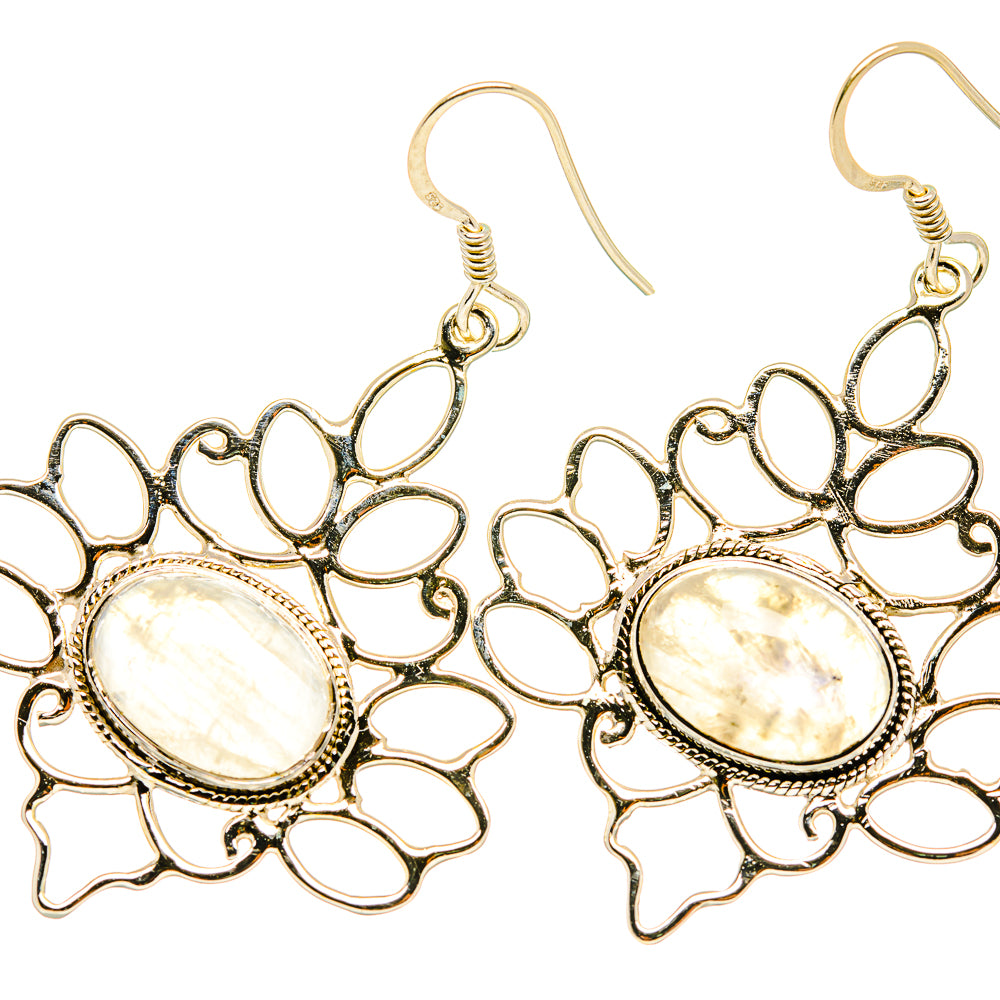 Rainbow Moonstone Earrings handcrafted by Anasilvercos - EARR419307