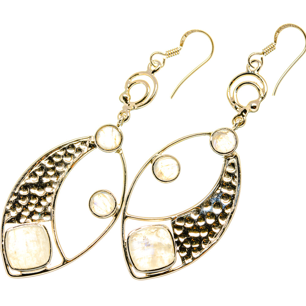 Rainbow Moonstone Earrings handcrafted by Anasilvercos - EARR419311